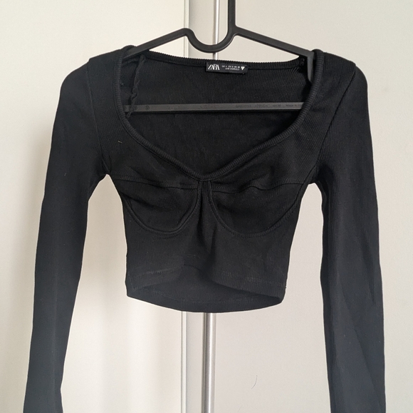 Zara Black Sweetheart Crop Top - Picture 5 of 5